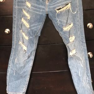 High waisted ripped pants